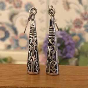 Vintage Silpada Sterling Silver Cone Filigree Earrings W1159